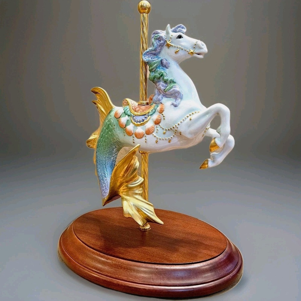 Franklin Mint Sea Prancer •L.Lupetti Fantasy Hippocampus Carousel •Porcelain Art